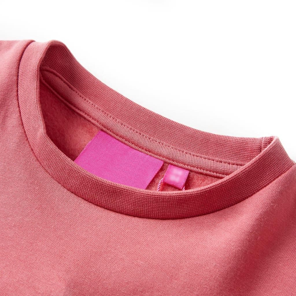 Sweatshirt til børn str. 128 - farveblok i lyserød og henna view 2