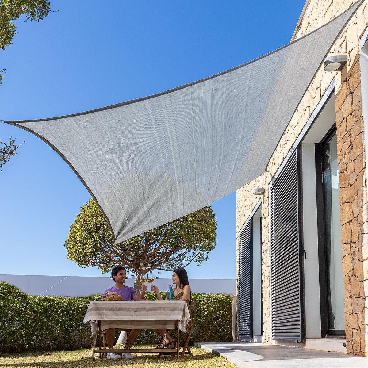 Rektangulært skyggesejl 3 × 4 m - Reshad, grå |