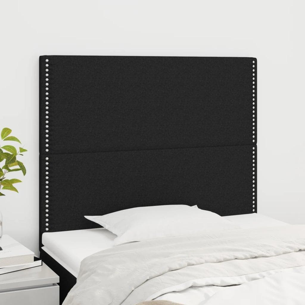 Sengegavl i stof - sort 90 × 5 × 118/128 cm med nitter