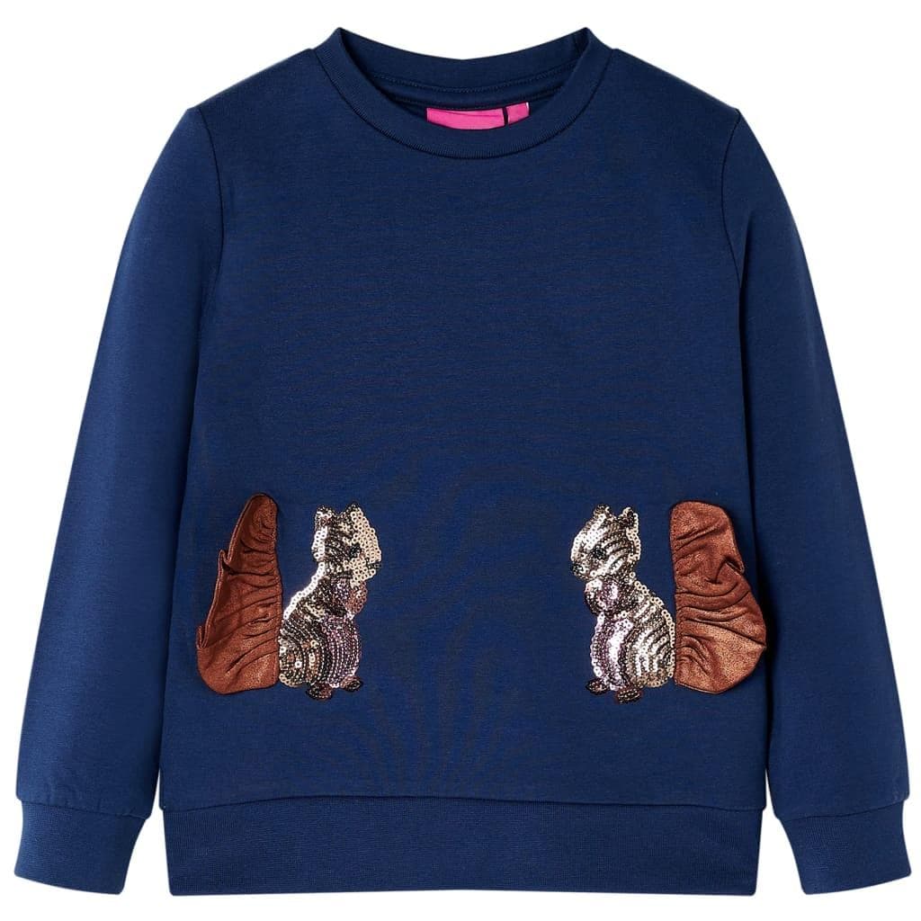 Sweatshirt til børn str. 140 - marineblå med pailletter