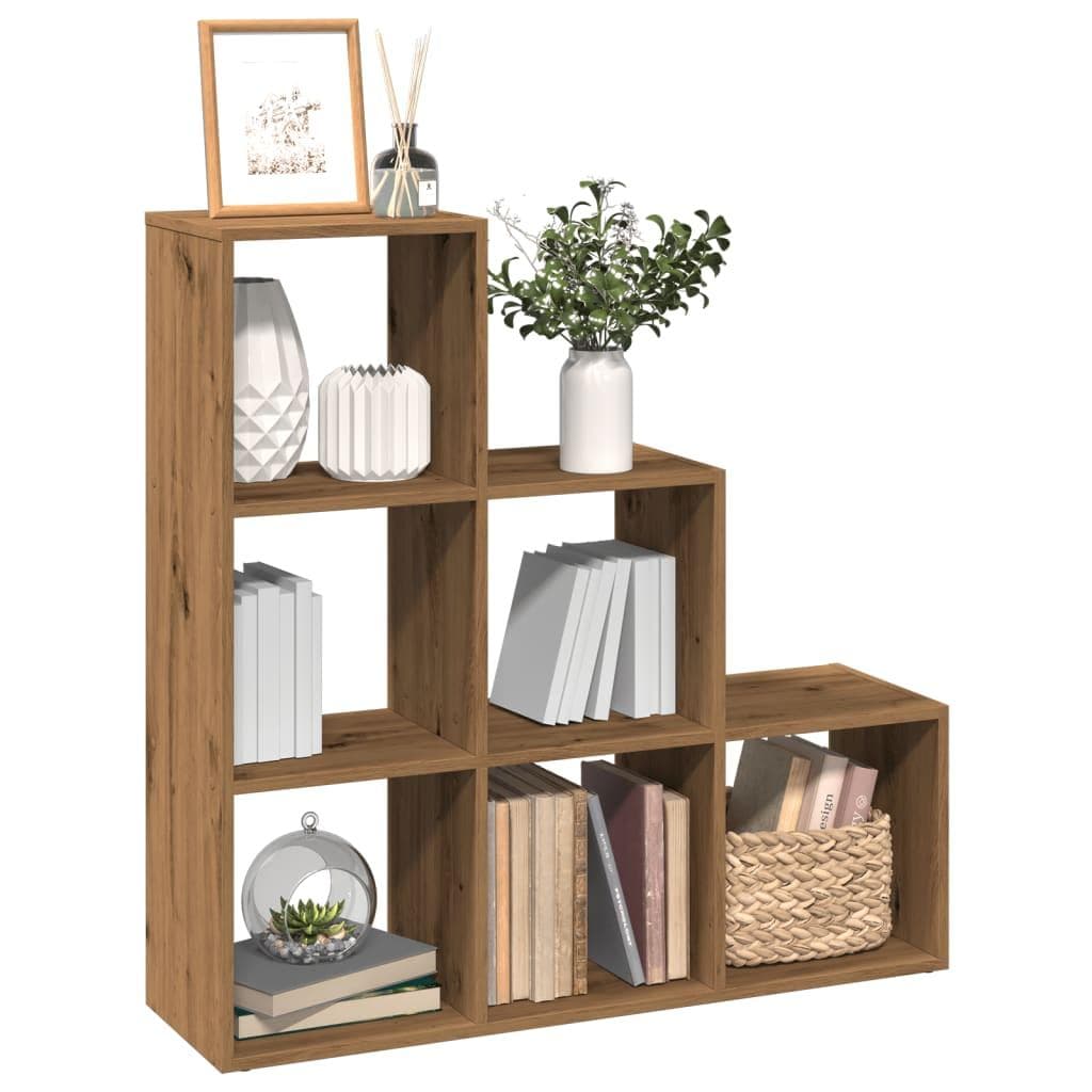 Bogreol/rumdeler 99x29x99 cm 3 niveauer konstrueret træ kunsteg