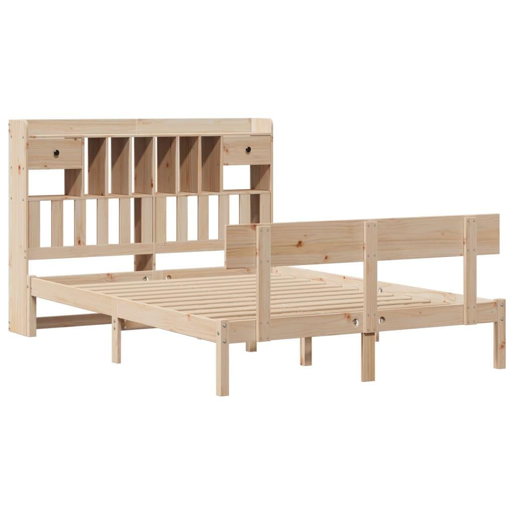 Seng med reol 140x200 cm - massivt fyrretræ, lamelbund view 2