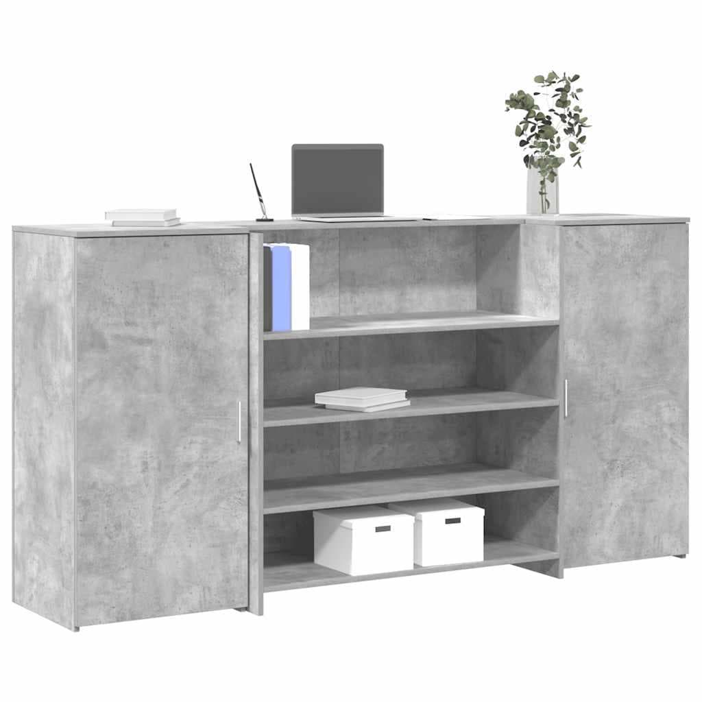 Receptionsskranke med opbevaring 200 x 50 x 103,5 cm betongrå