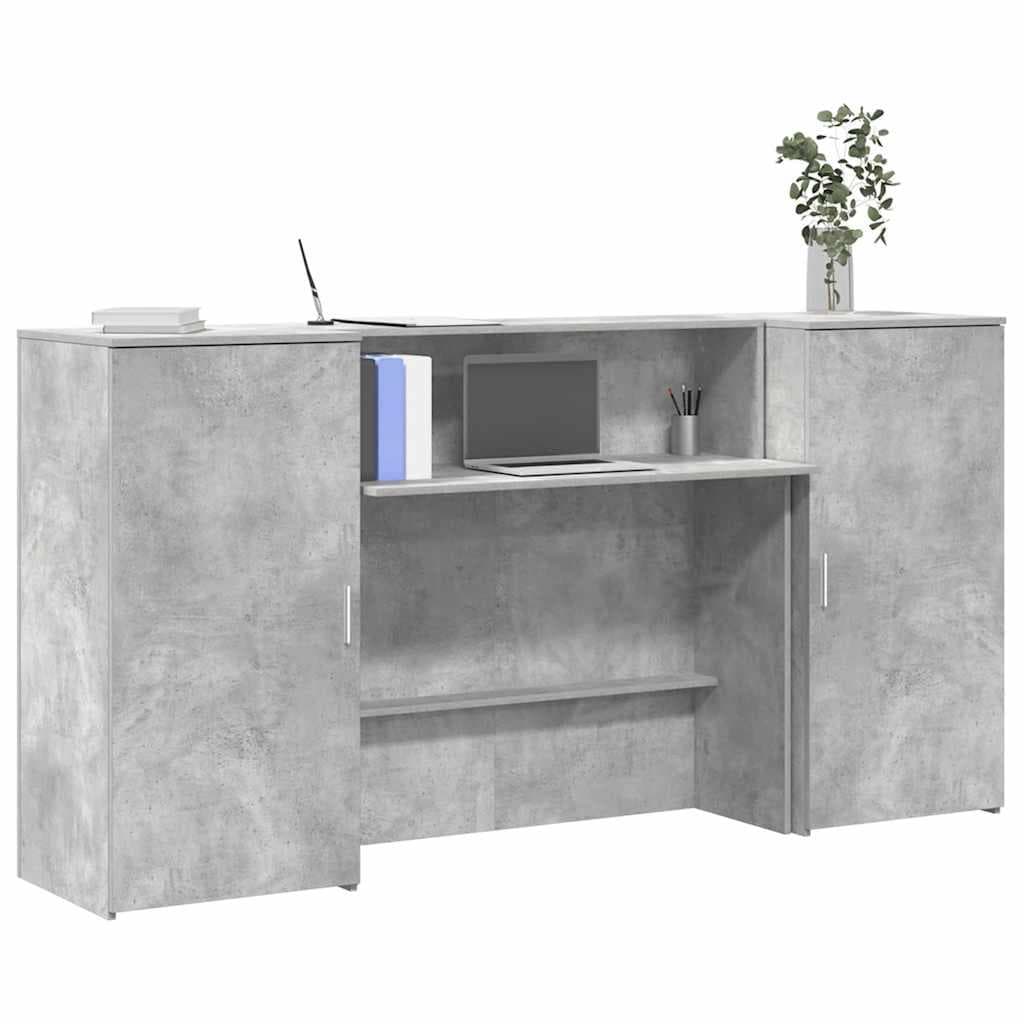 Receptionsskranke med opbevaringsskabe 200 x 50 x 103,5 cm - betongrå