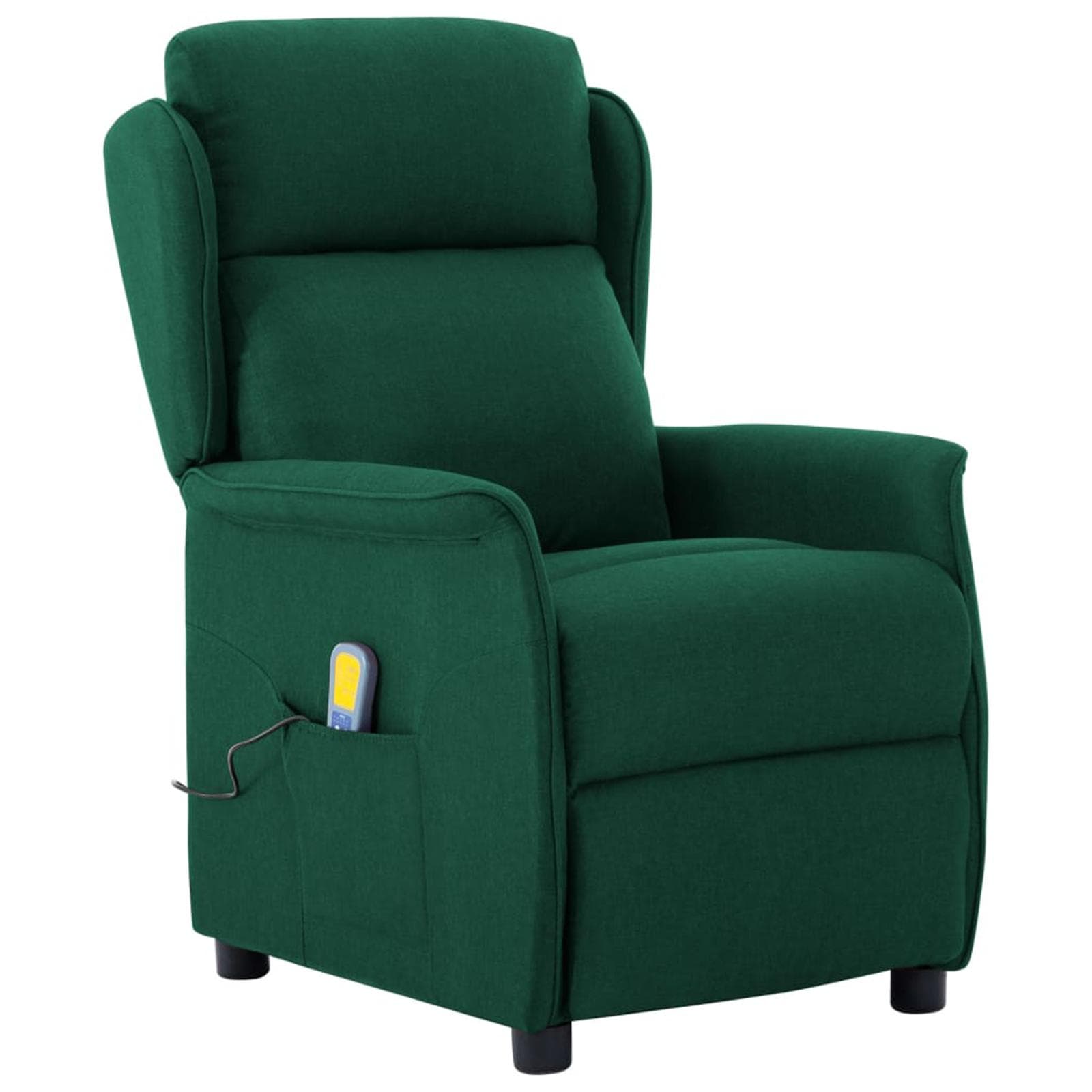 Massagestol med varme og 6-punkts massage - mørkegrøn stof, 93,5 × 67,5 × 101,5 cm