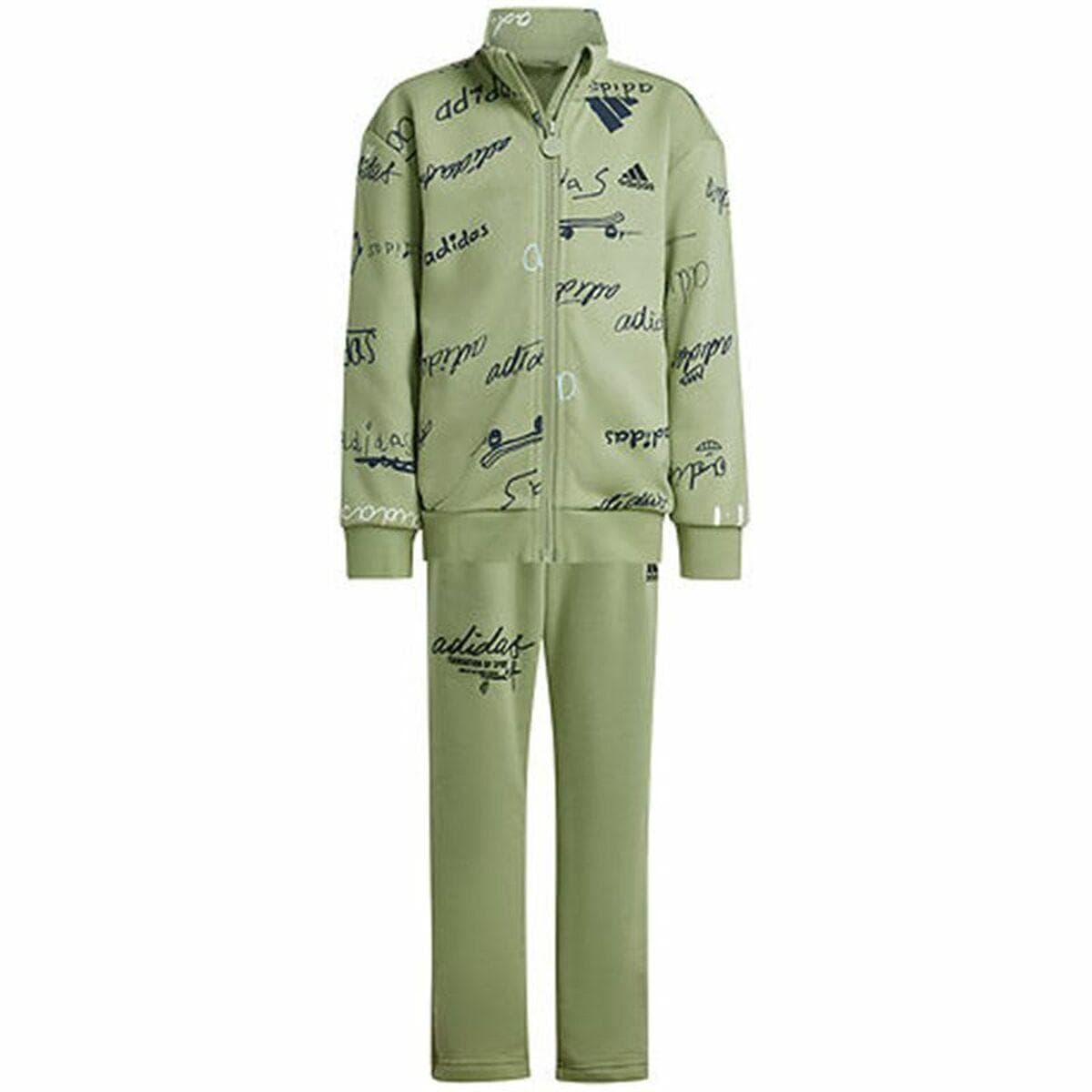 Adidas Brand Love Little træningsdragt til børn - grøn (5-6 år)