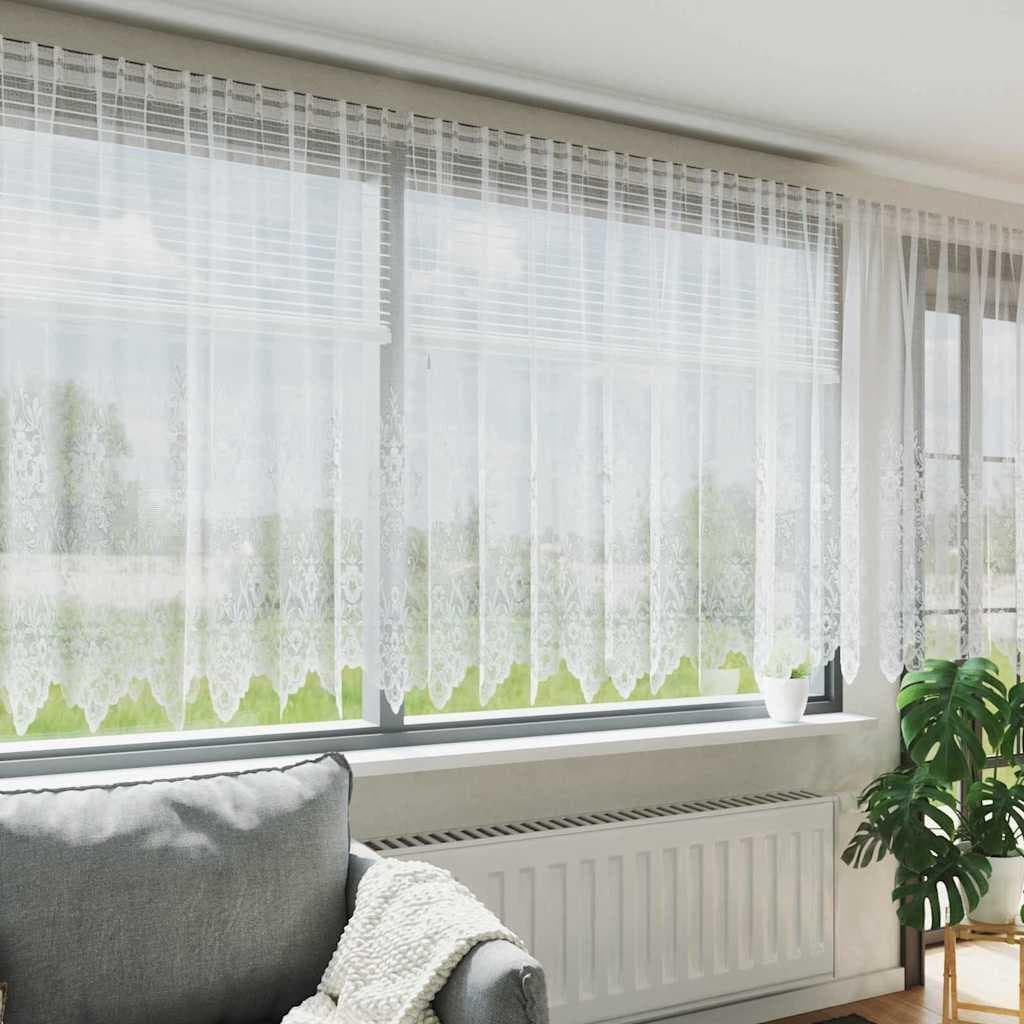 Blondegardin med blomster - hvid 245 × 500 cm i polyester