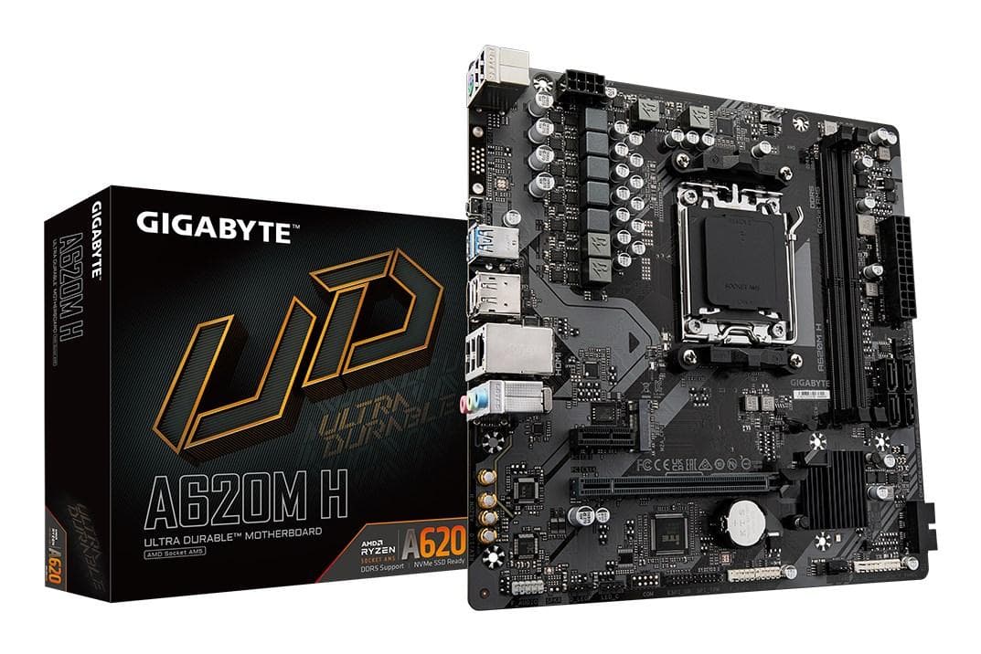 Bundkort Gigabyte A620M H - AM5, micro ATX, DDR5