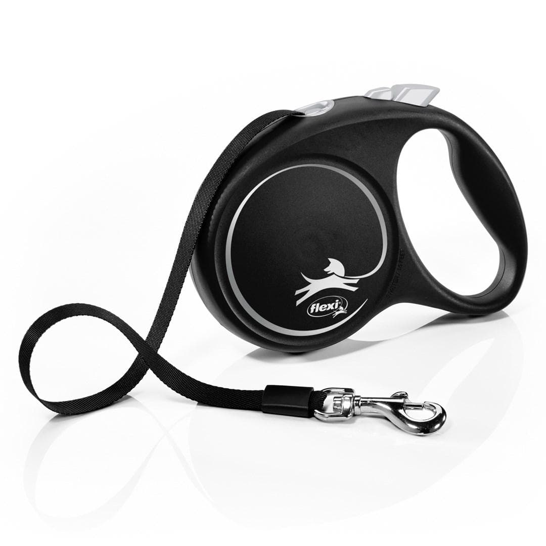 Fleksirulleline til hund – flexi Black Design M, 5 m (sort)