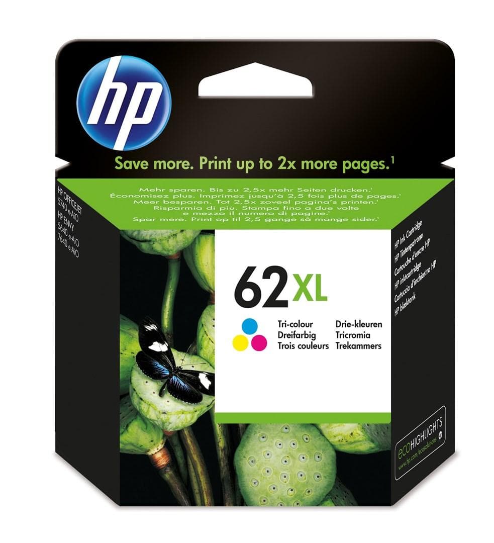 Blækpatron farve HP 62XL - høj kapacitet (cyan, magenta, gul)
