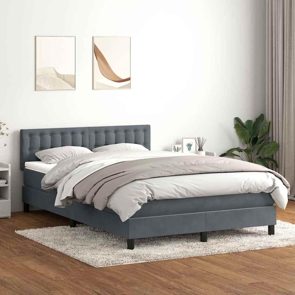 Kontinentalseng med madras 160x210 cm - fløjl, mørkegrå