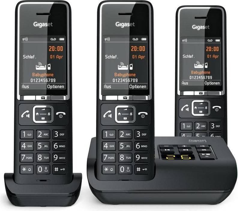 Fastnettelefon Gigaset Comfort 550A Trio - sort/krom - trådløs med 3 håndsæt
