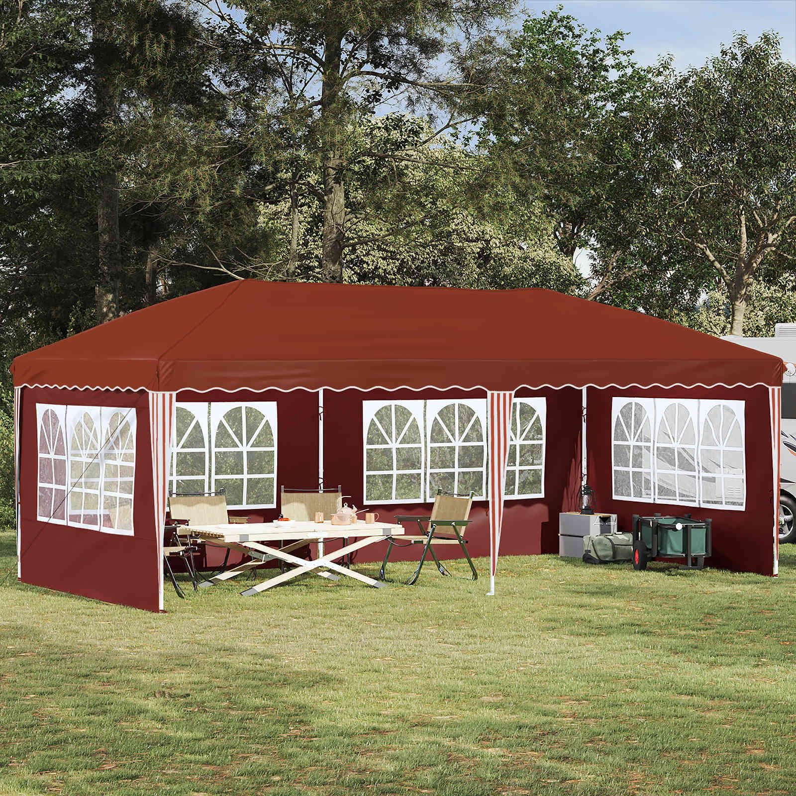 Pop-up festtelt 575 × 289 × 245 cm - terrakotta, højdejusterbart