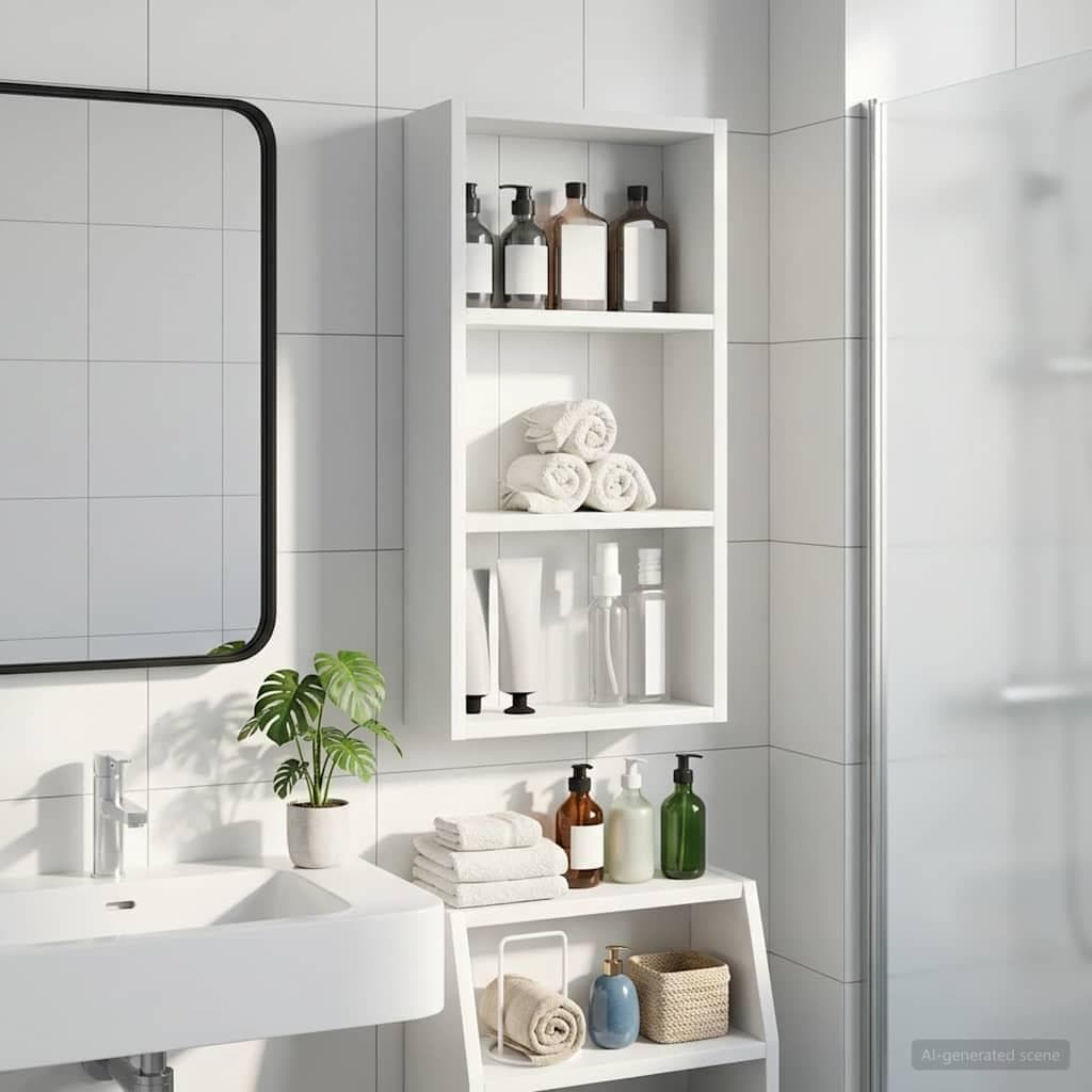 Badeværelsesvægskab Hvid 30 x 10 x 60,5 cm Konstrueret træ