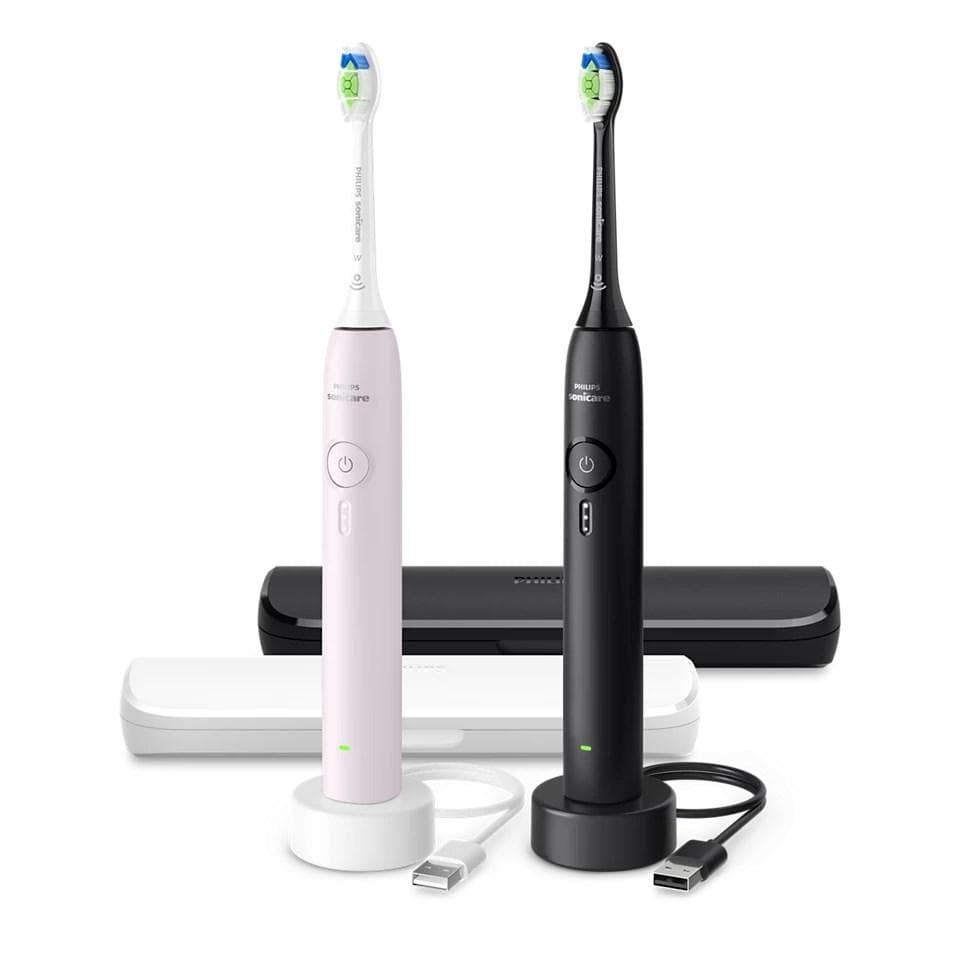 Philips Sonicare 3100 HX4072/42 genopladelig sonisk tandbørste - 2 håndtag, sort/lyserød