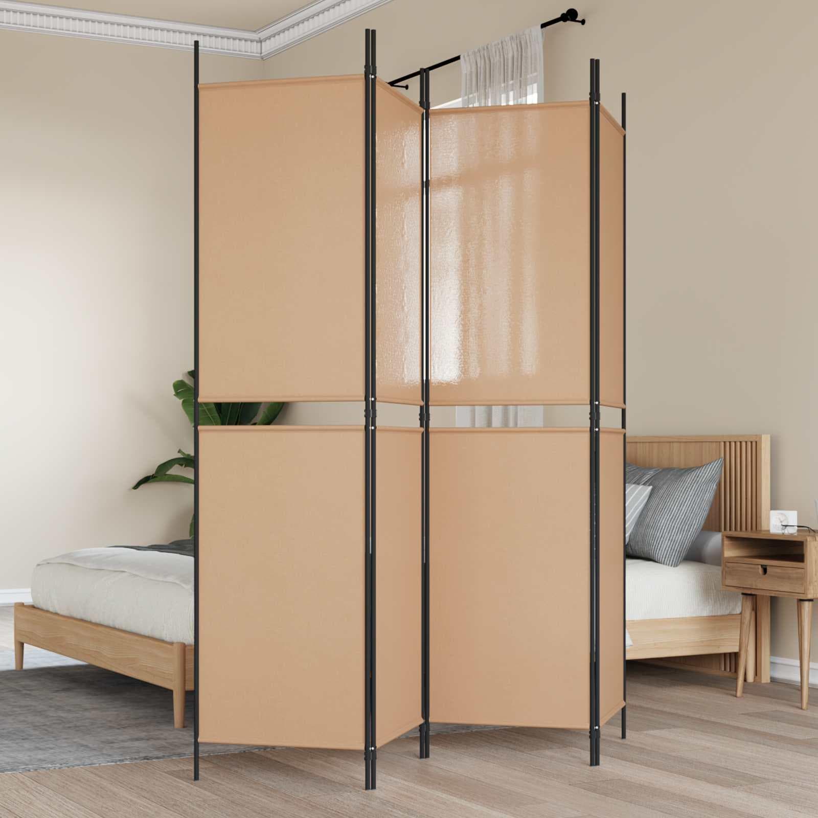 4-panel rumdeler i stof - beige, 200 × 200 cm, foldbar
