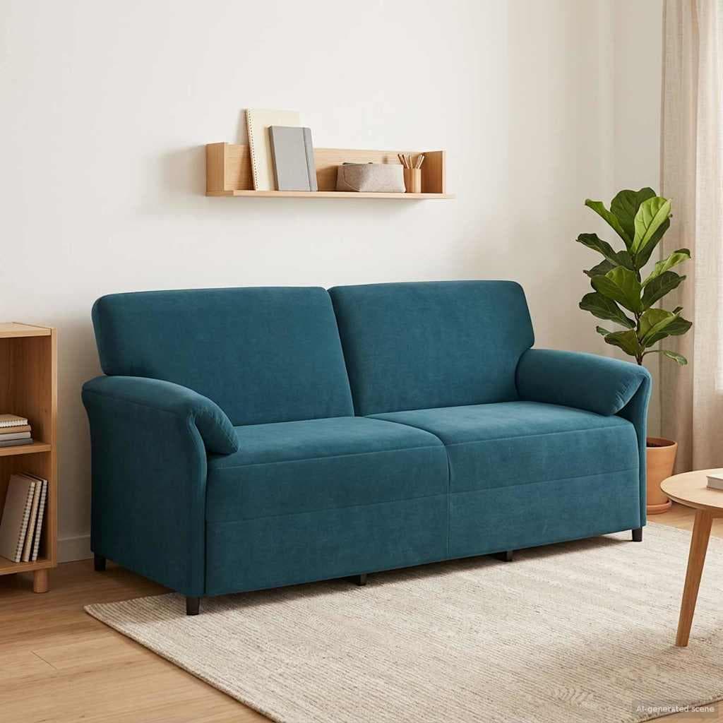 3-personers sofa i fløjl - blå, 198 × 83 × 95 cm