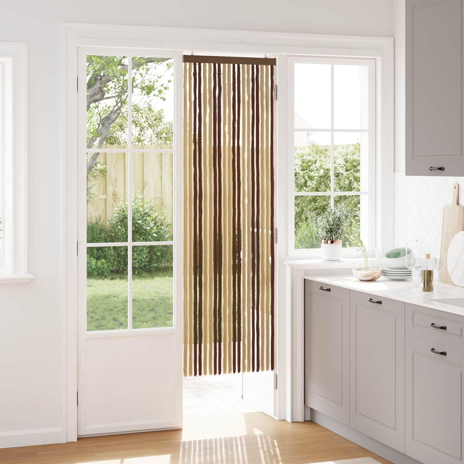 Insektgardin i chenille - brun/beige 56 × 185 cm, 100 % polypropylen