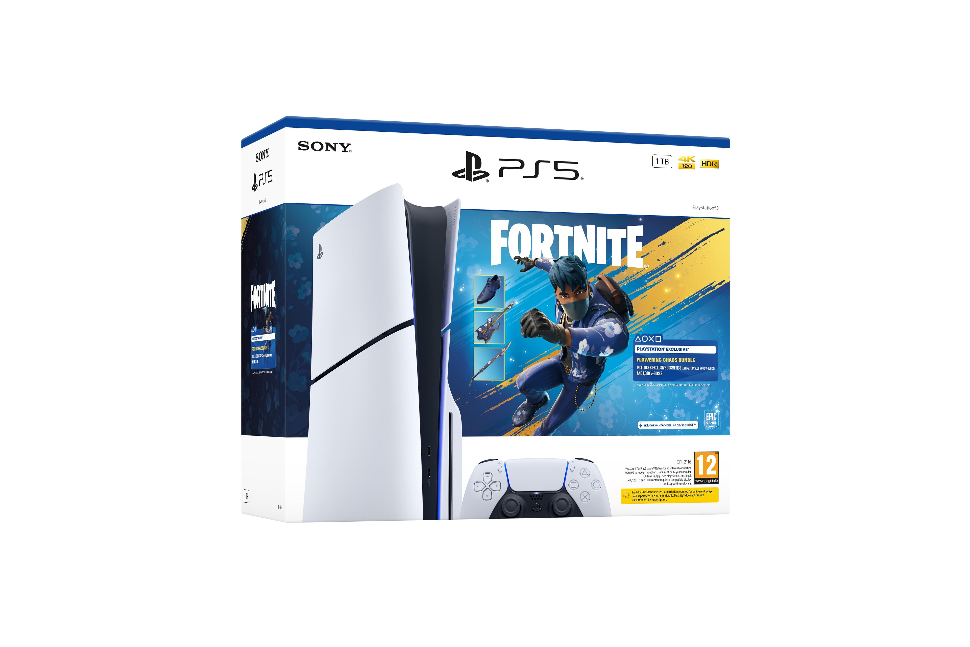 Sony PlayStation 5 Fortnite Flowering Chaos Bundle 1,02 TB - sort/hvid