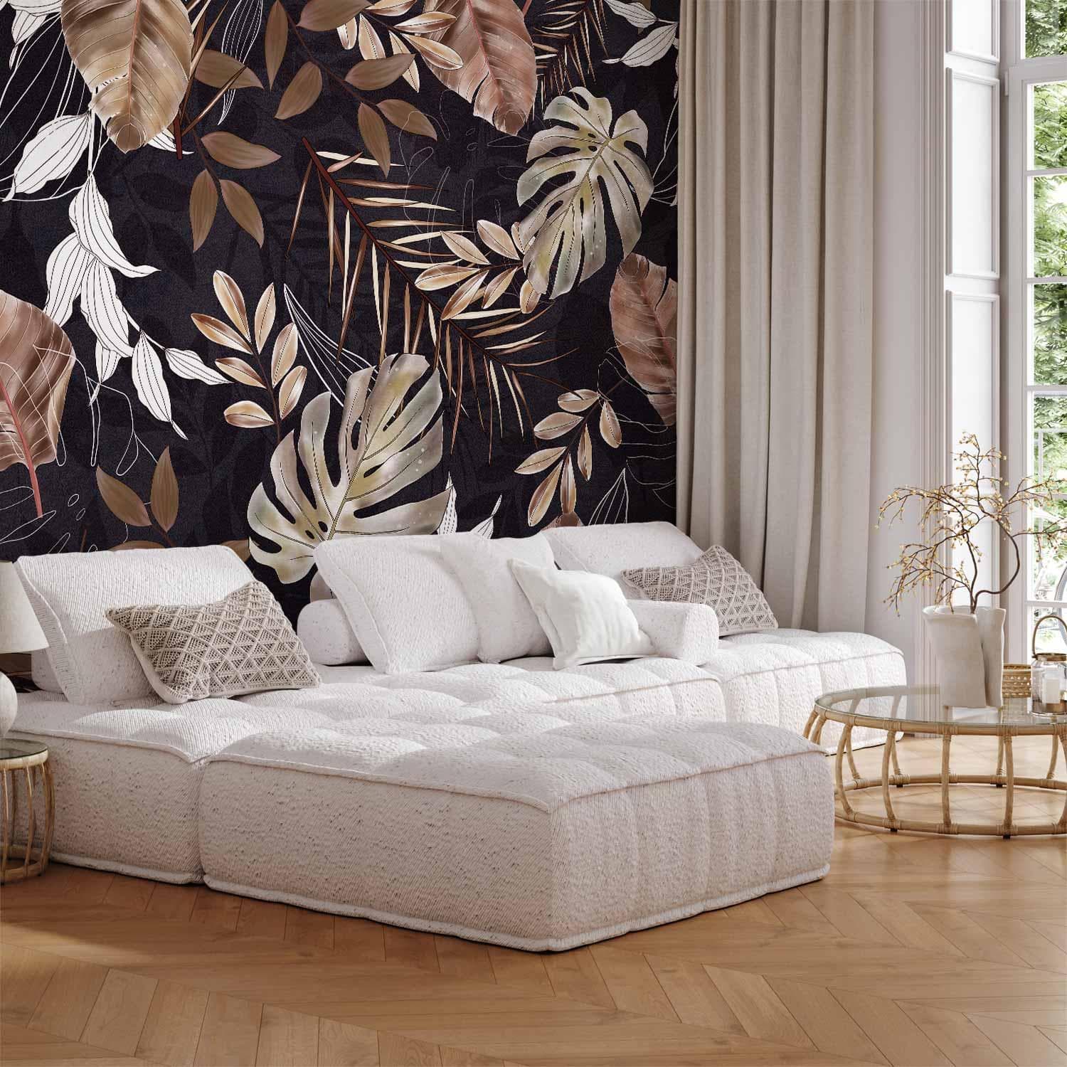 Fototapet Eksotisk Postkort anden variant med blade - 200 x 140 cm - Standard
