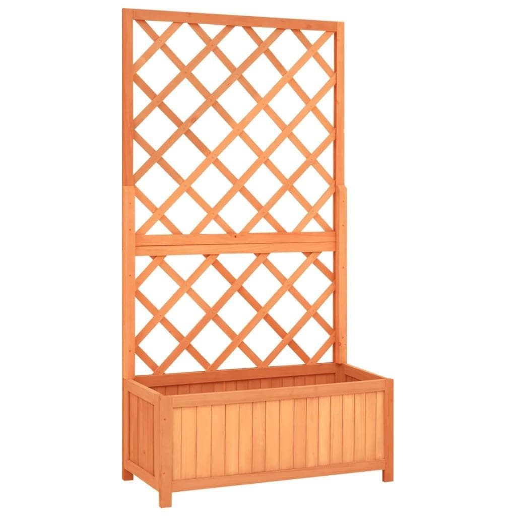 Plantekasse med espalier 70×30×135 cm - massivt fyrretræ, brun