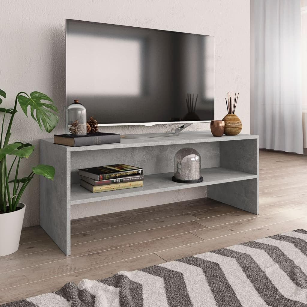 Tv-bord 100×40×40 cm i konstrueret træ - betongrå