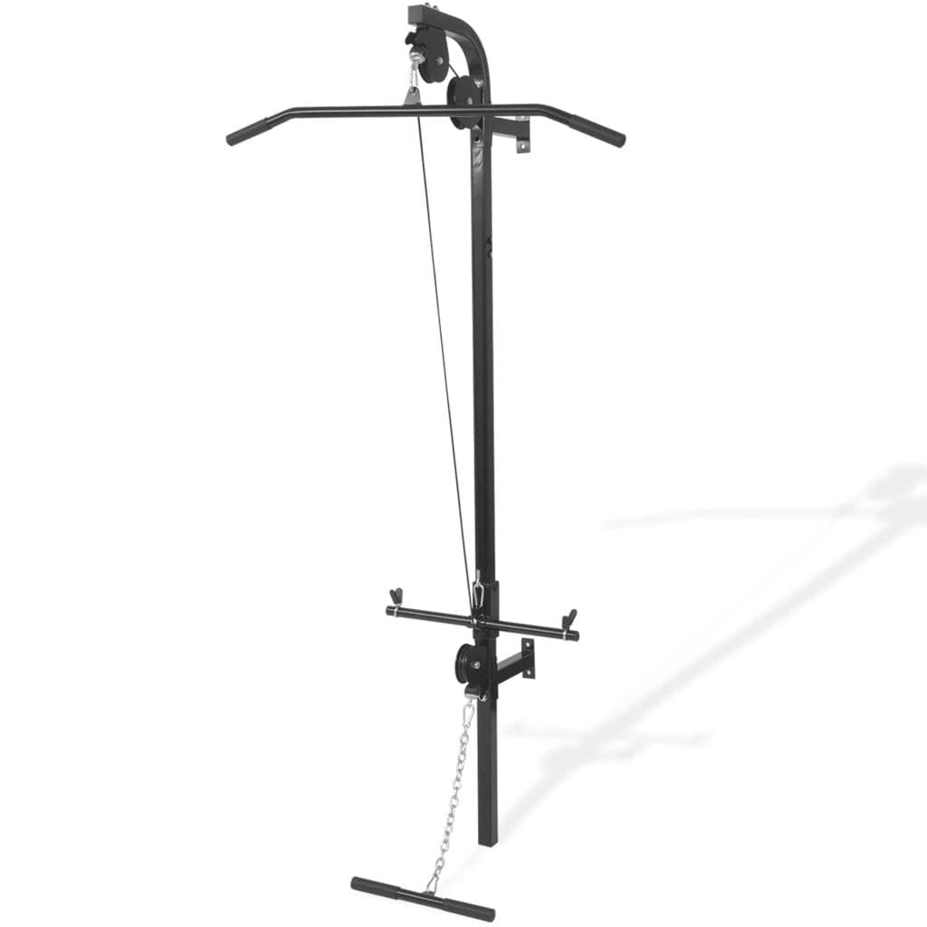 Vægmonteret home gym med 2 pull up-stænger - sort