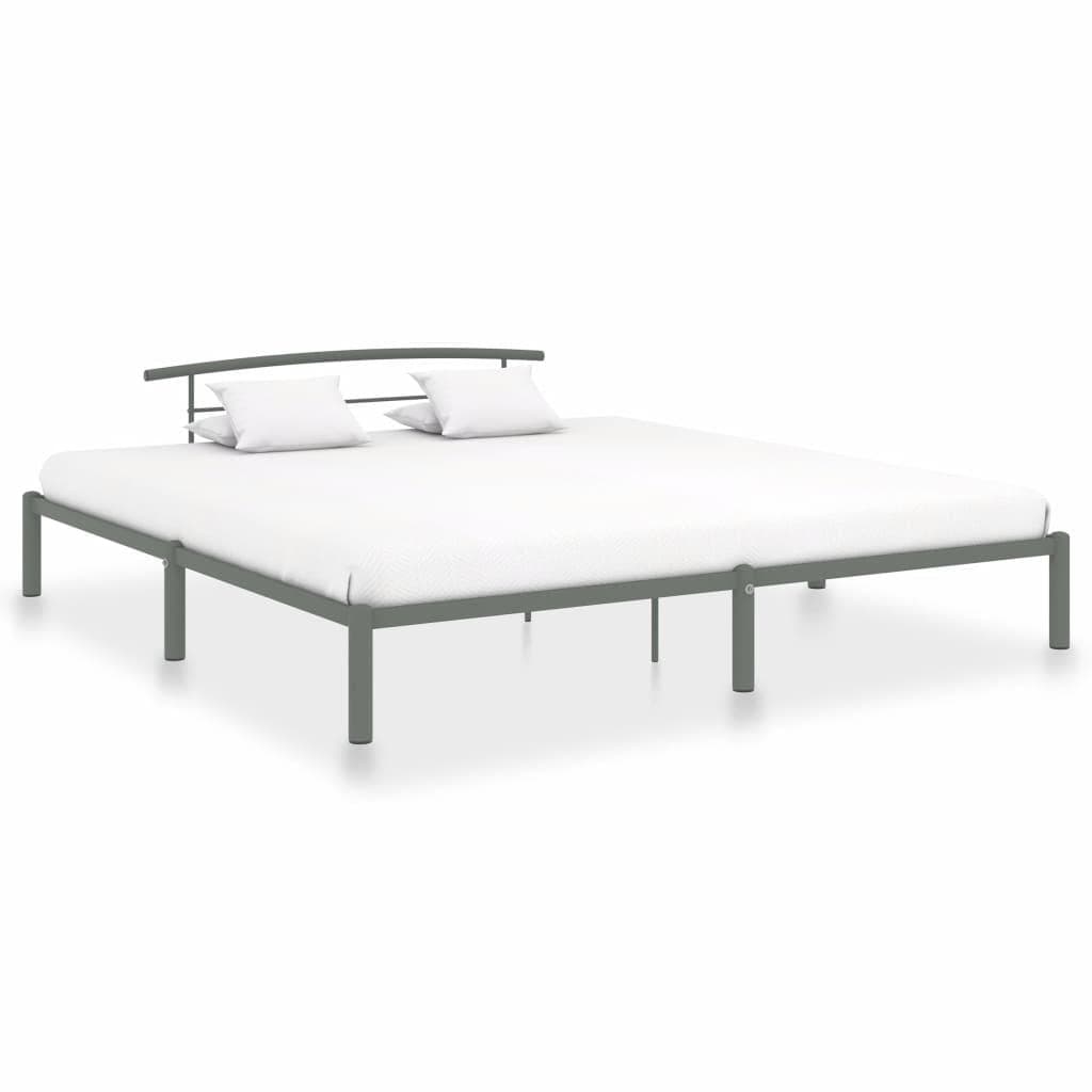 Sengestel i metal 200x200 cm - grå dobbeltseng med lamelbunde