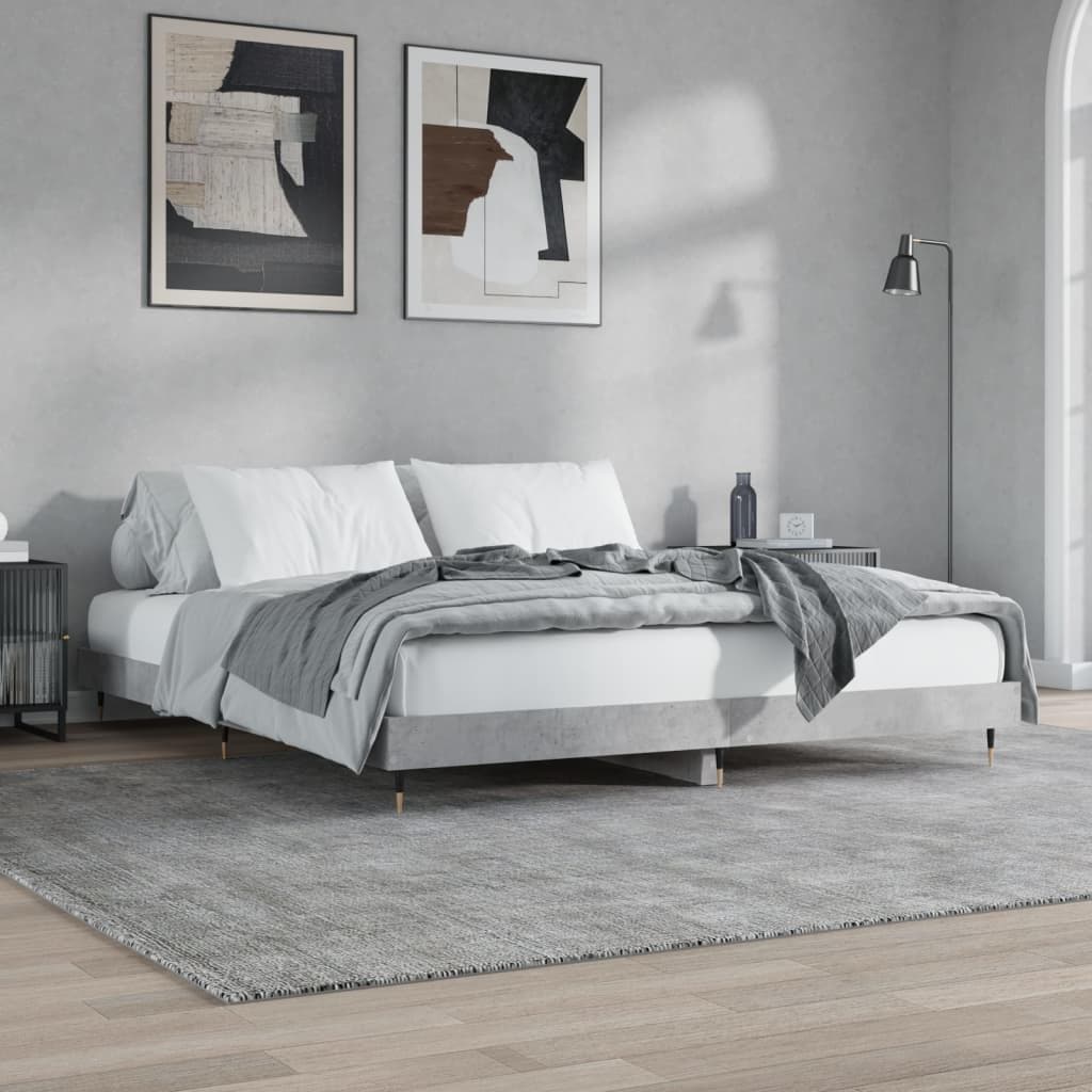 Sengestel 120x200 cm i konstrueret træ - betongrå