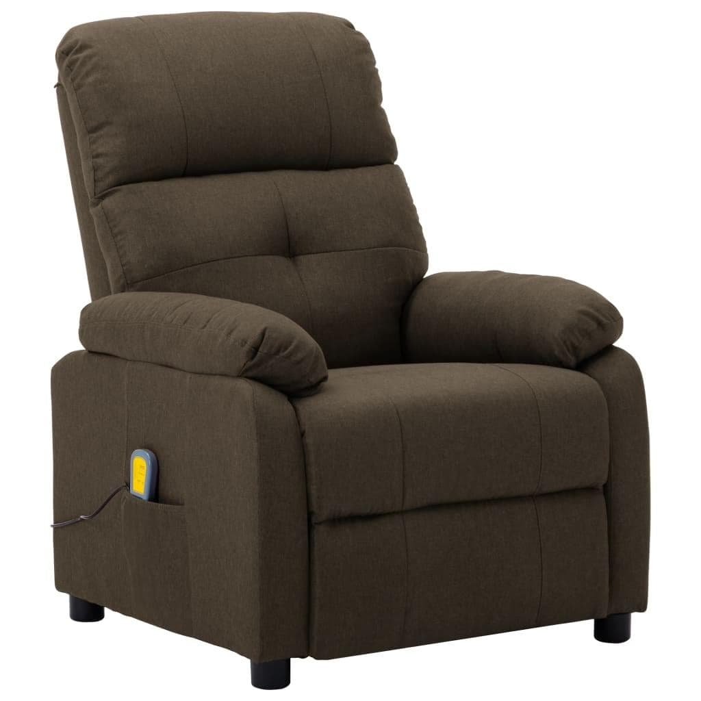 Massagestol i stof - brun, manuel recliner med 6-punkts vibration