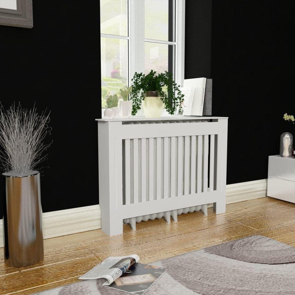 Radiatorskjuler i konstrueret træ 112 cm - hvid