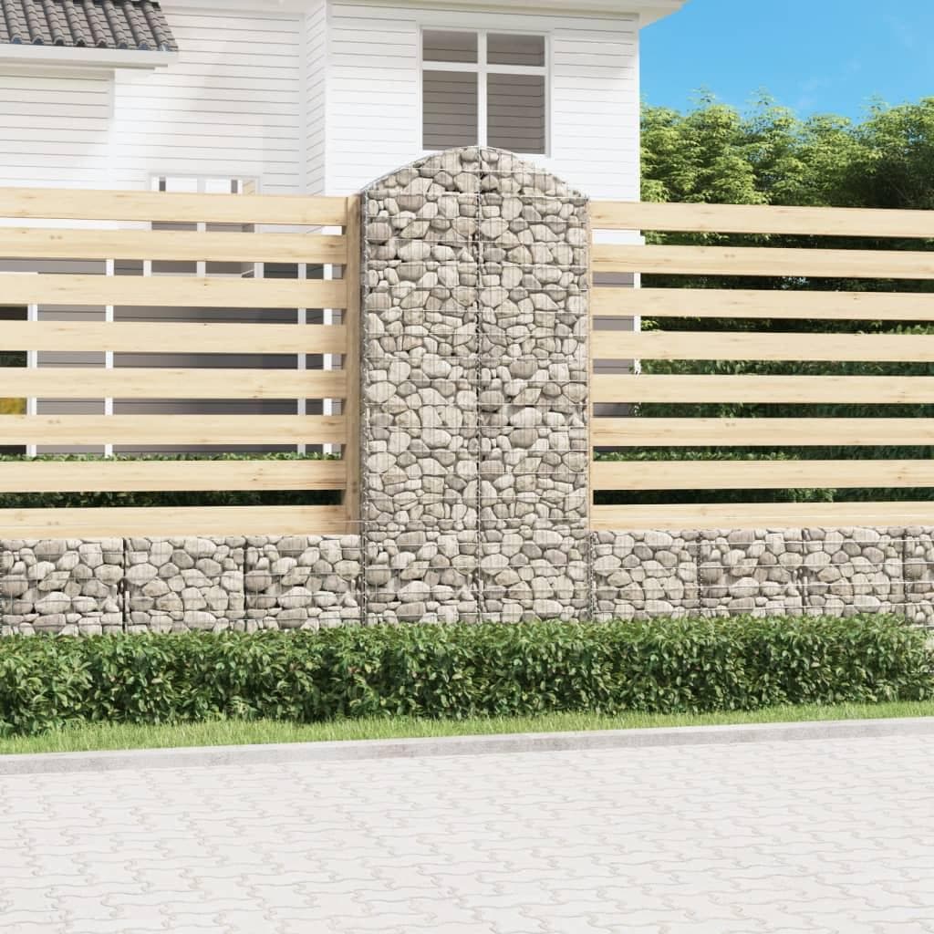 Buet gabionkurv 100 × 30 × 220/240 cm - galvaniseret jern