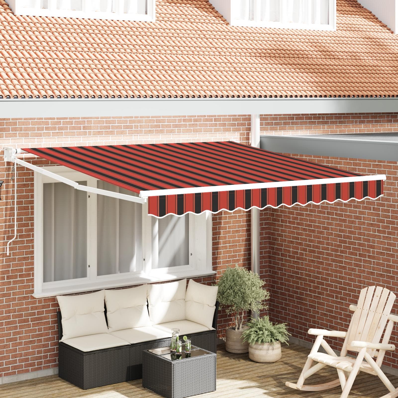 Udtrækkelig markise 300 × 250 cm - orange/brun, polyester og metal