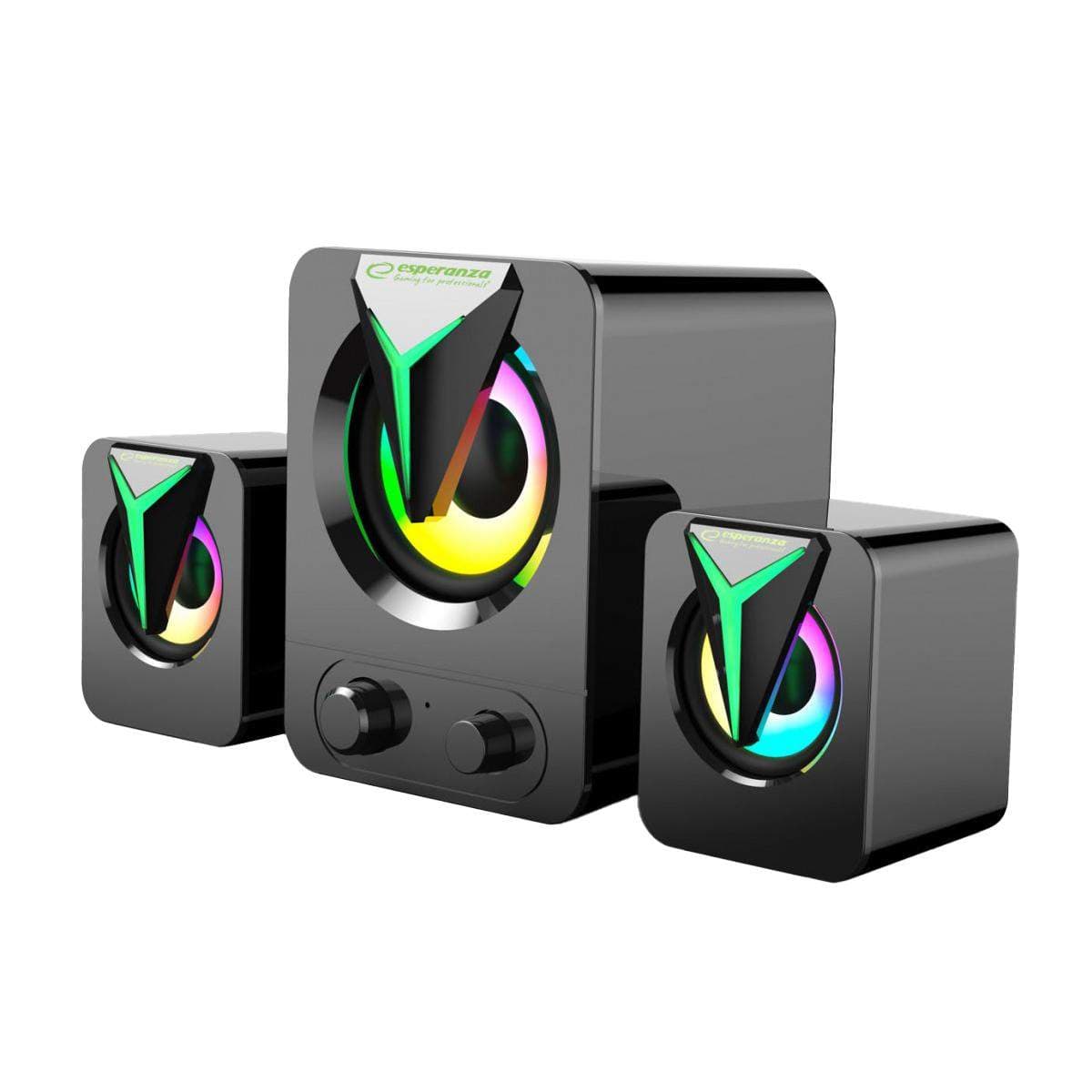 Esperanza - 2.1 USB-højttaler med RGB LED i regnbuefarver