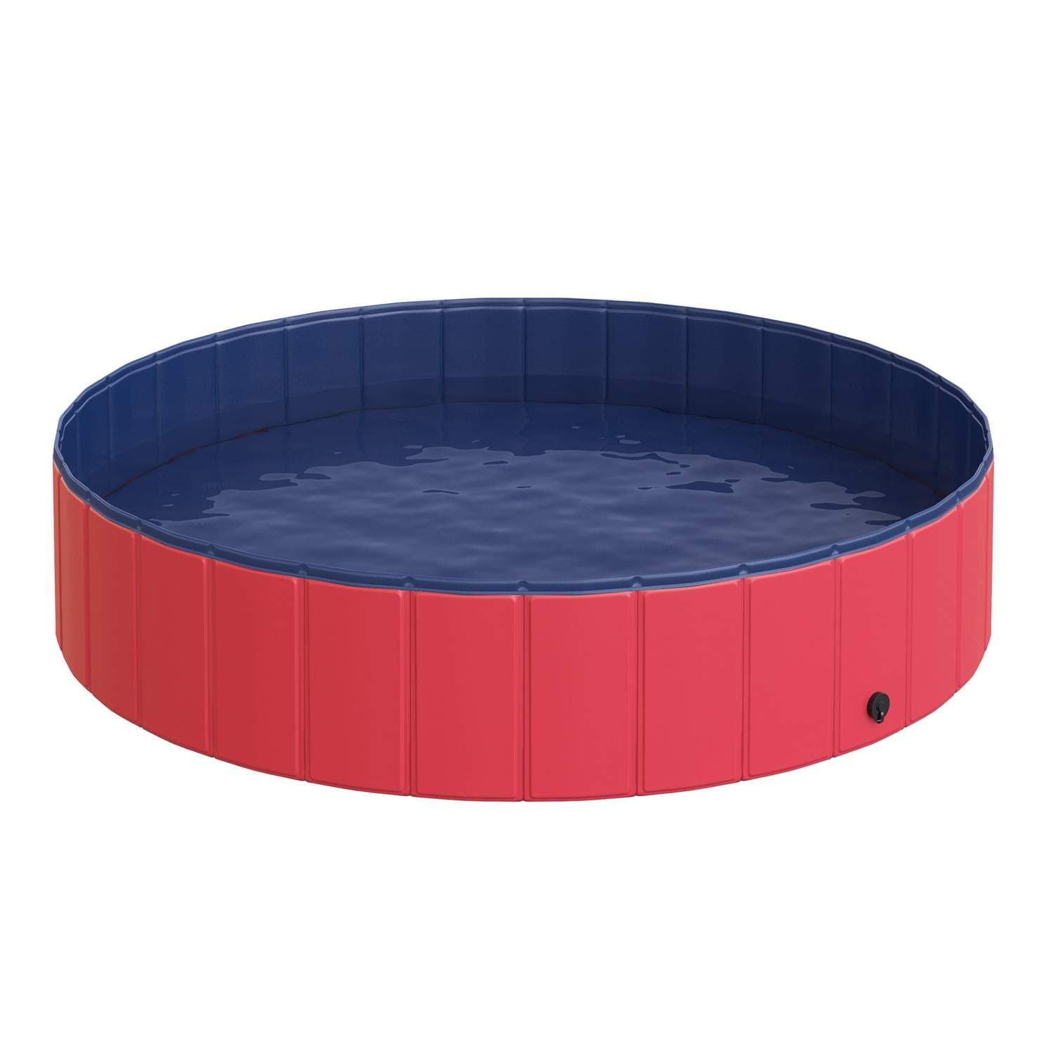 Stort Hundebassin i Rød PVC & Træ, Ø140x30 cm