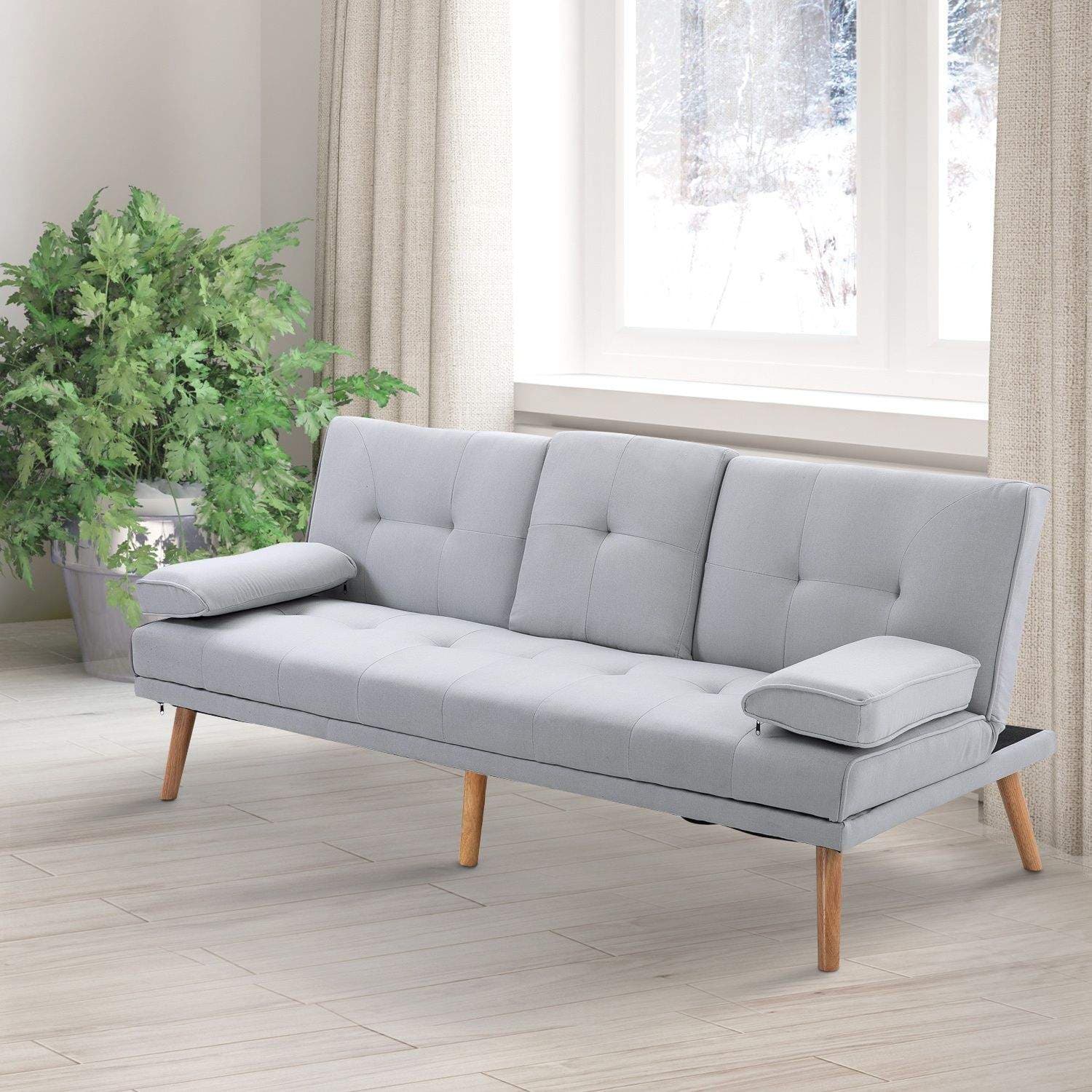 Lysegrå 3-personers sovesofa i linned view 2