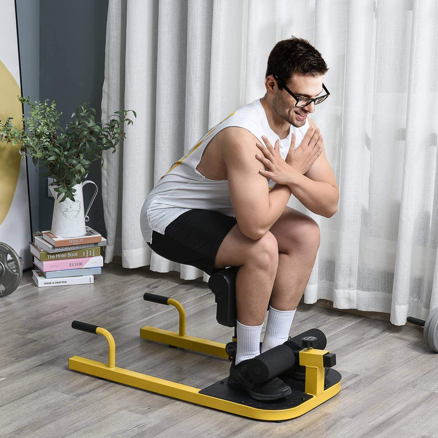 Justerbar Sissy Squat Trainer 3-i-1, gul/sort view 2