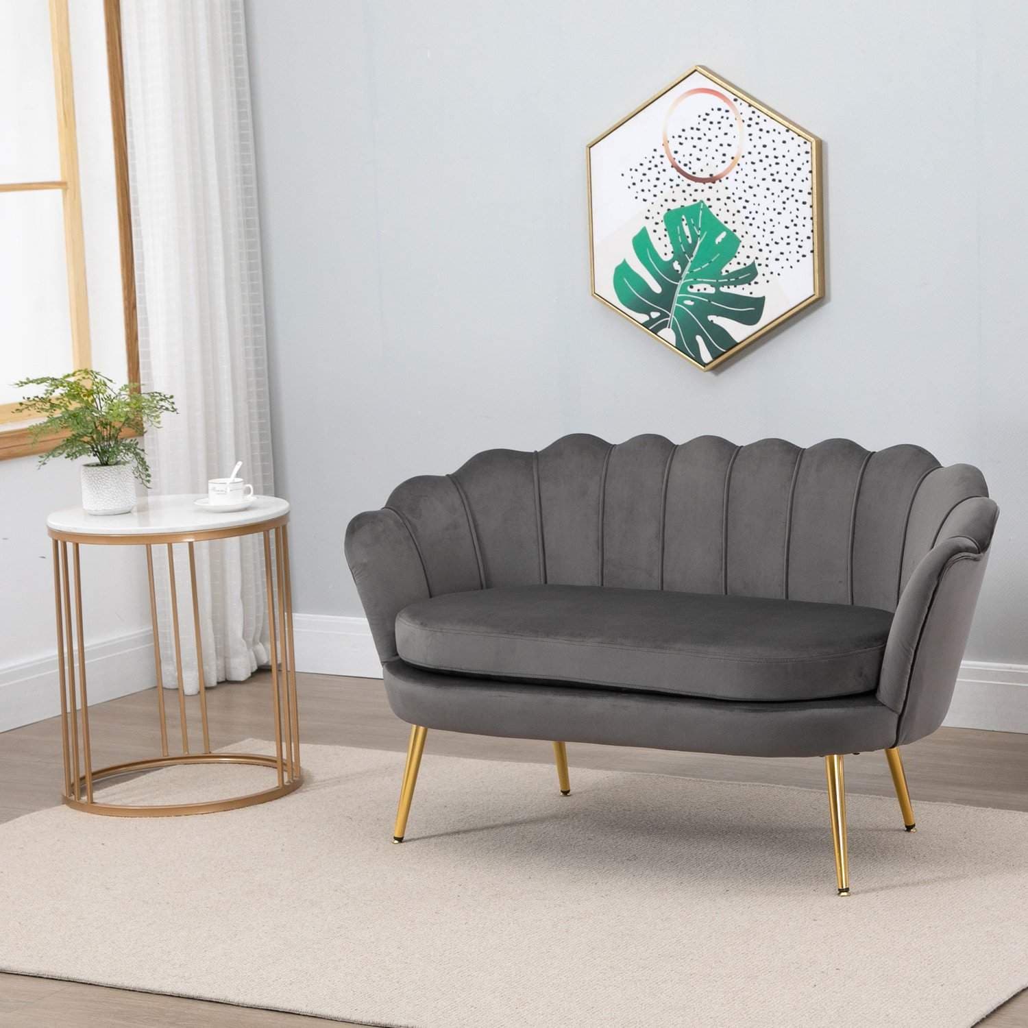Elegant 2-personers stofsofa i fløjlspolyester view 2