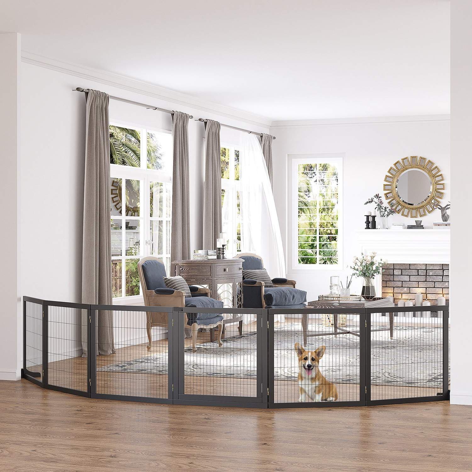 To-vejs hundeport i Black Pine og Metal view 2
