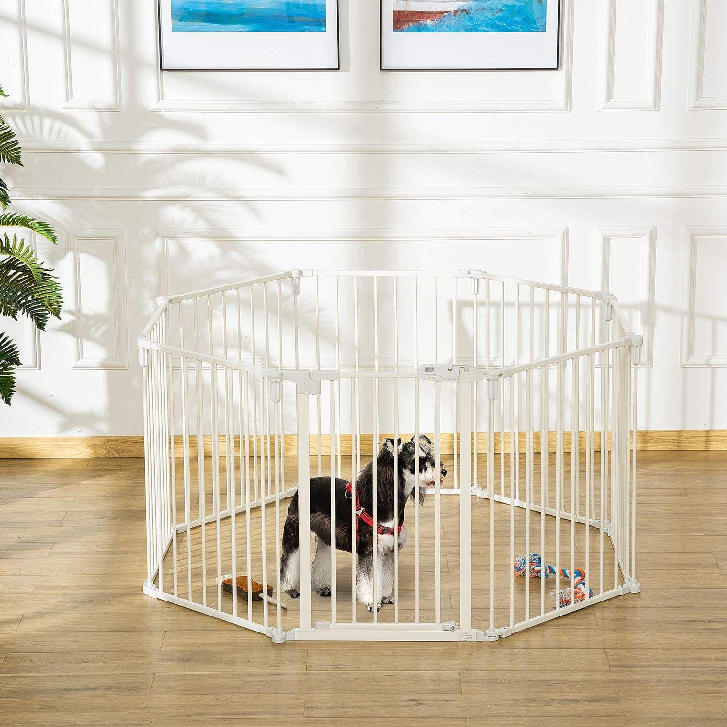 Udendørsskab til hunde, 8 paneler, hvid view 2