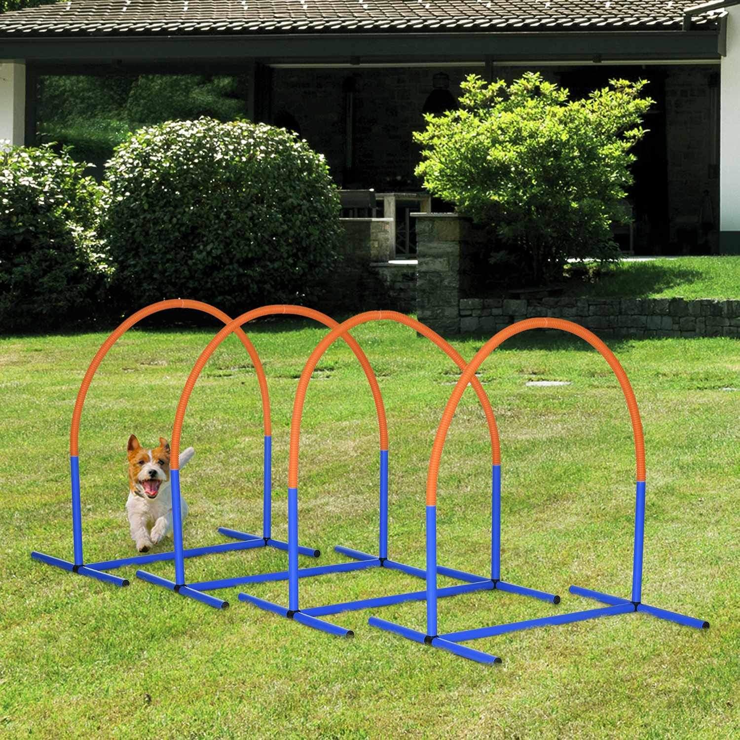 4-delt Hunde Agility Sæt med Bæretaske - Blå/Orange view 2