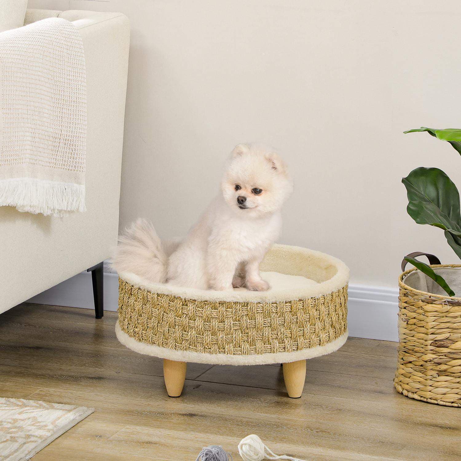 Hundeseng med vaskbar pude, beige view 2