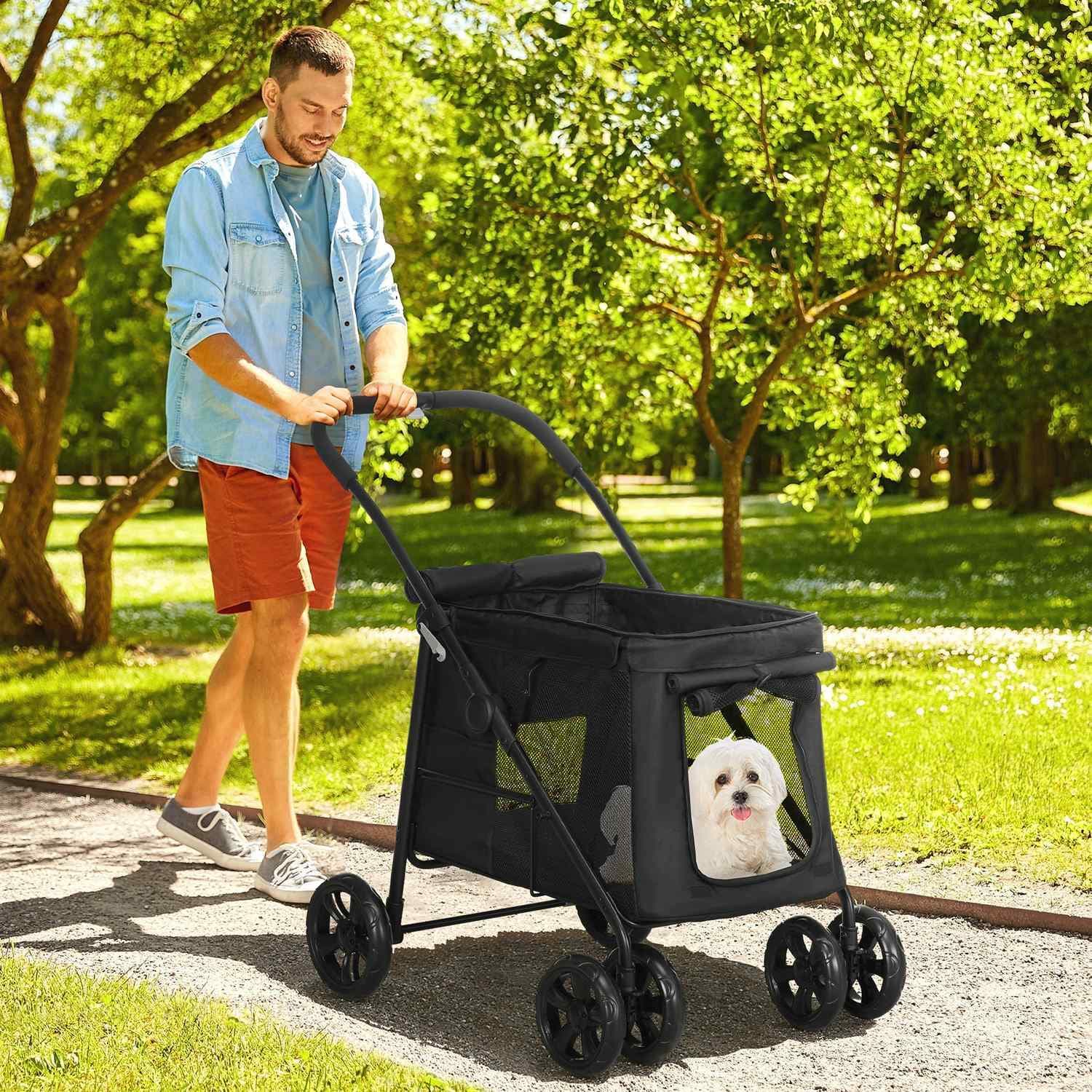 Sammenfoldelig hundeklapvogn sort til små og mellemstore hunde view 2