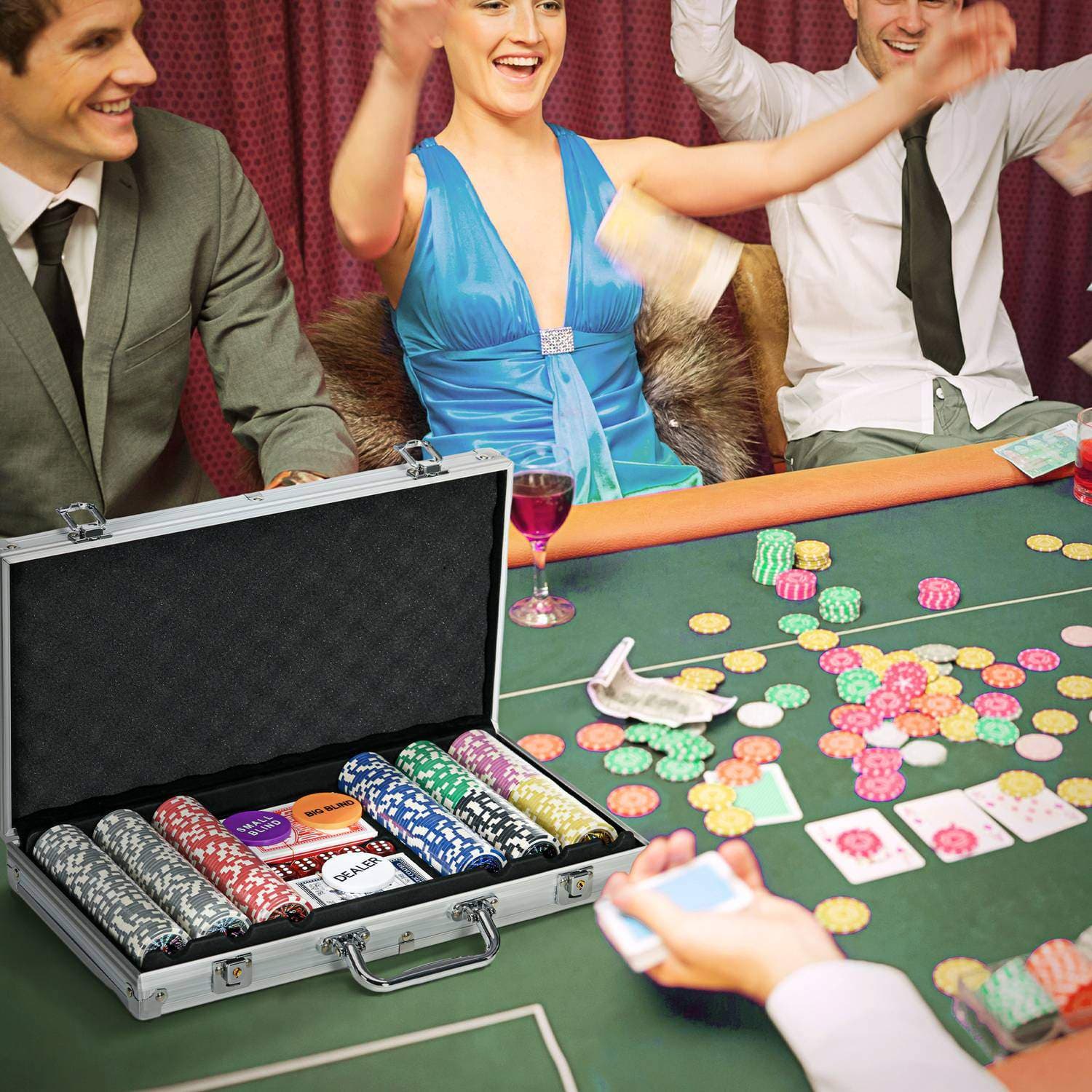 Pokertaske 300 markører 11,5G komplet sæt view 2