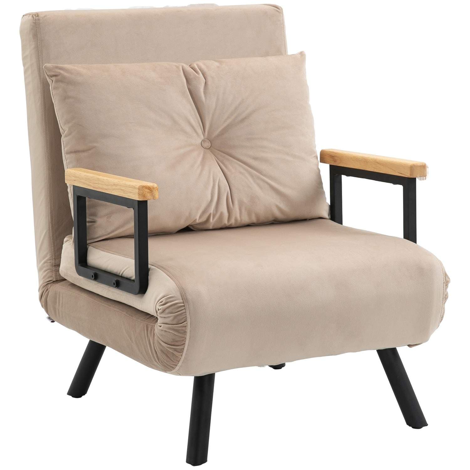 Beige sovesofa med sengefunktion og rygpude