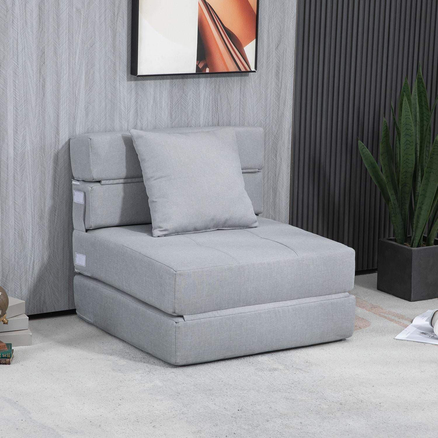 Sammenklappelig sovesofa 2-i-1, Lysegrå Relax stol view 2