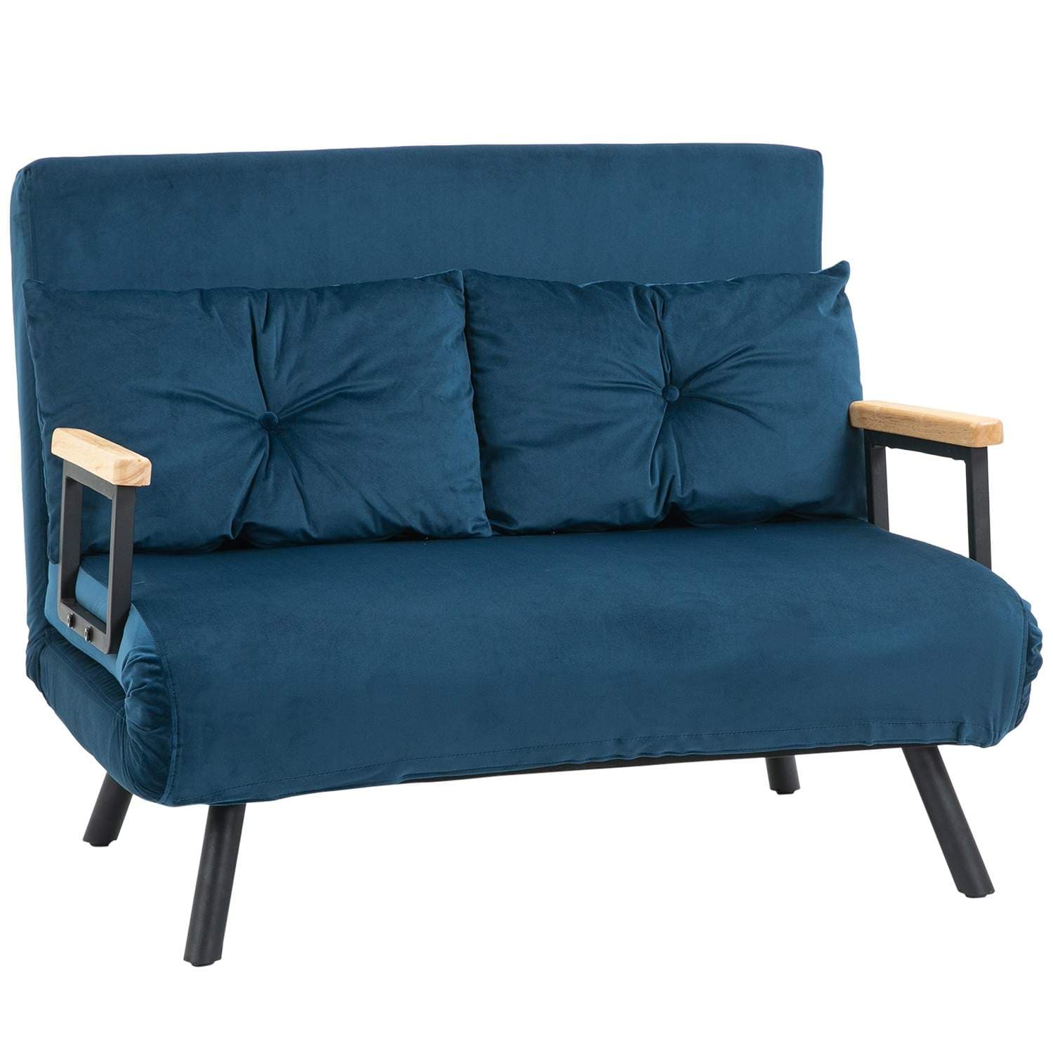 Blue Velvet Sovesofa med justerbart ryglæn