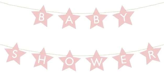 Stjerneformet Baby Shower Banner Lys Pink