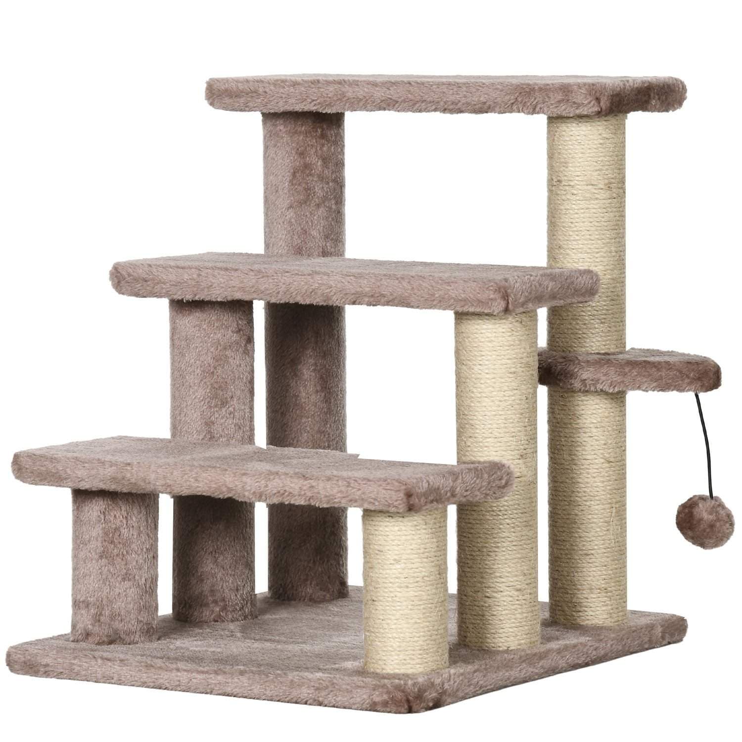 Brun katte- og hundetrappe med kradsestolper