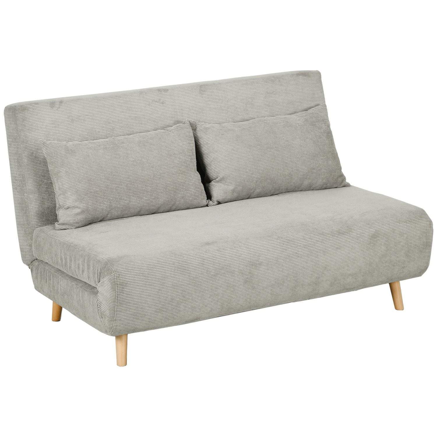 Grå sovesofa i fløjl med justerbart ryglæn